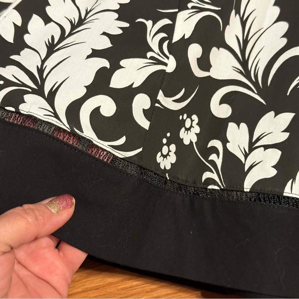 Notations Cotton Mermaid Flare Black and White Floral Midi Skirt size S - Picture 4 of 7